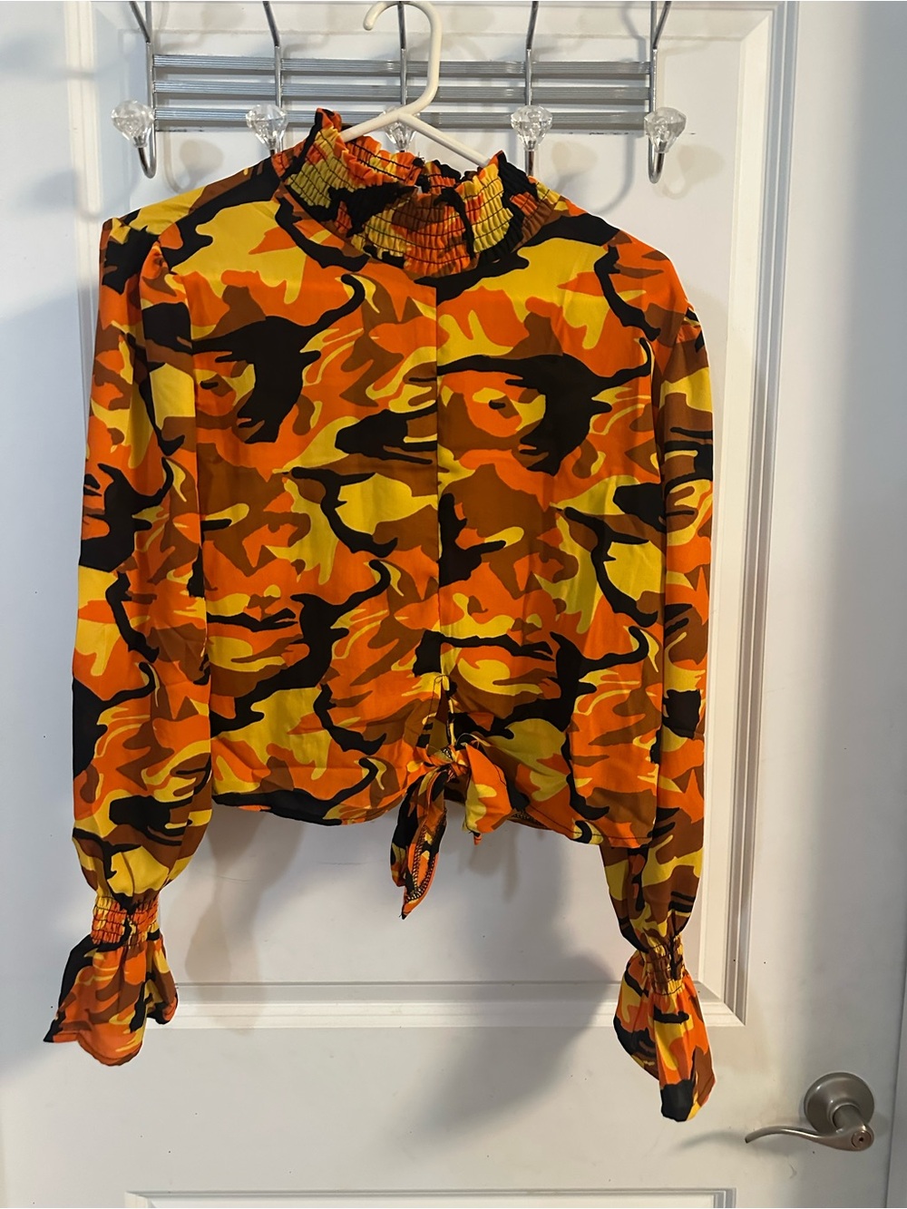 Miss Sixty Orange Multi Camo Tie-Front Blouse